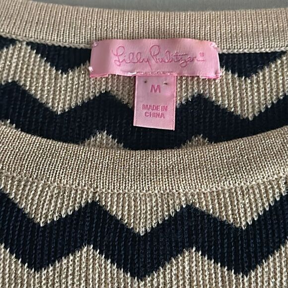 LILLY PULITZER Santana Dress True Navy Metallic Stripe Nautical Size M - Picture 5 of 11